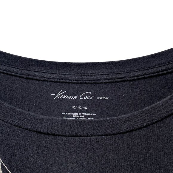 Kenneth Cole T-shirt Size 1X Womens Short Sleeve Graphic Tee Silver Angel Wings - Picture 7 of 8